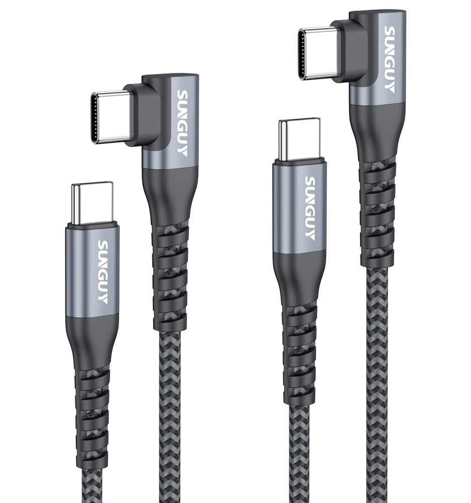 Right Angle USB C to C Cable 0.5FT [2Pack] 60W Fast Charging 0.5FT, Grey