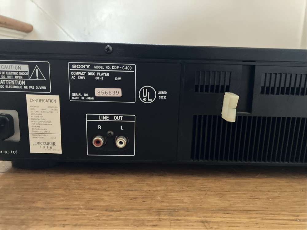 Sony CDP-C400 5- Disc CD Player Auto Loading System
