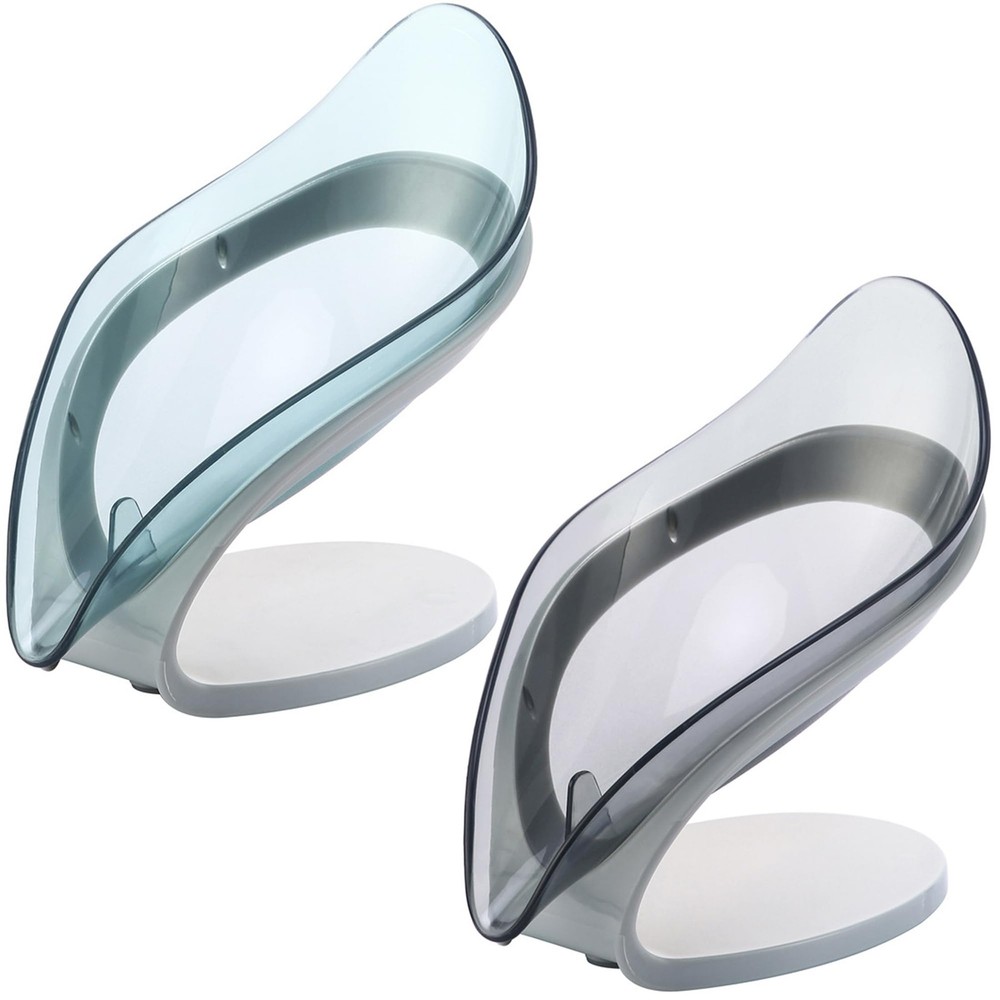 2pcs Self Draining Soap Holdersuction Cup Soap Dishshower Soap Bar Holderleaf Sh