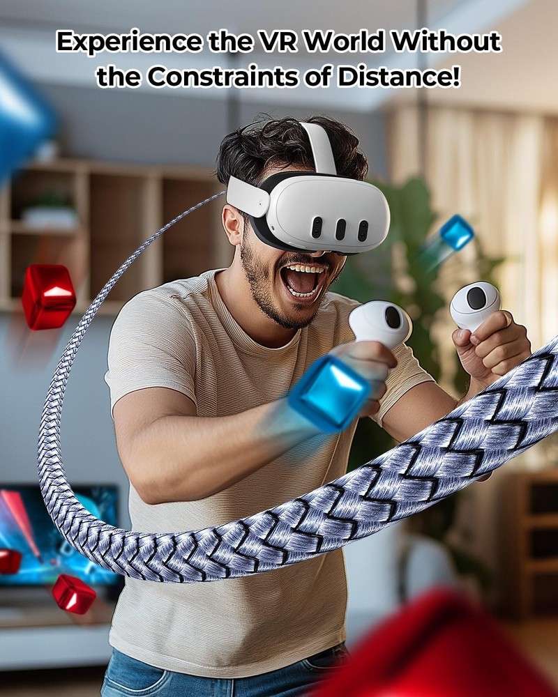 16 FT High-Speed VR Link Cable with Right Angle Design - Compatible with Oculus