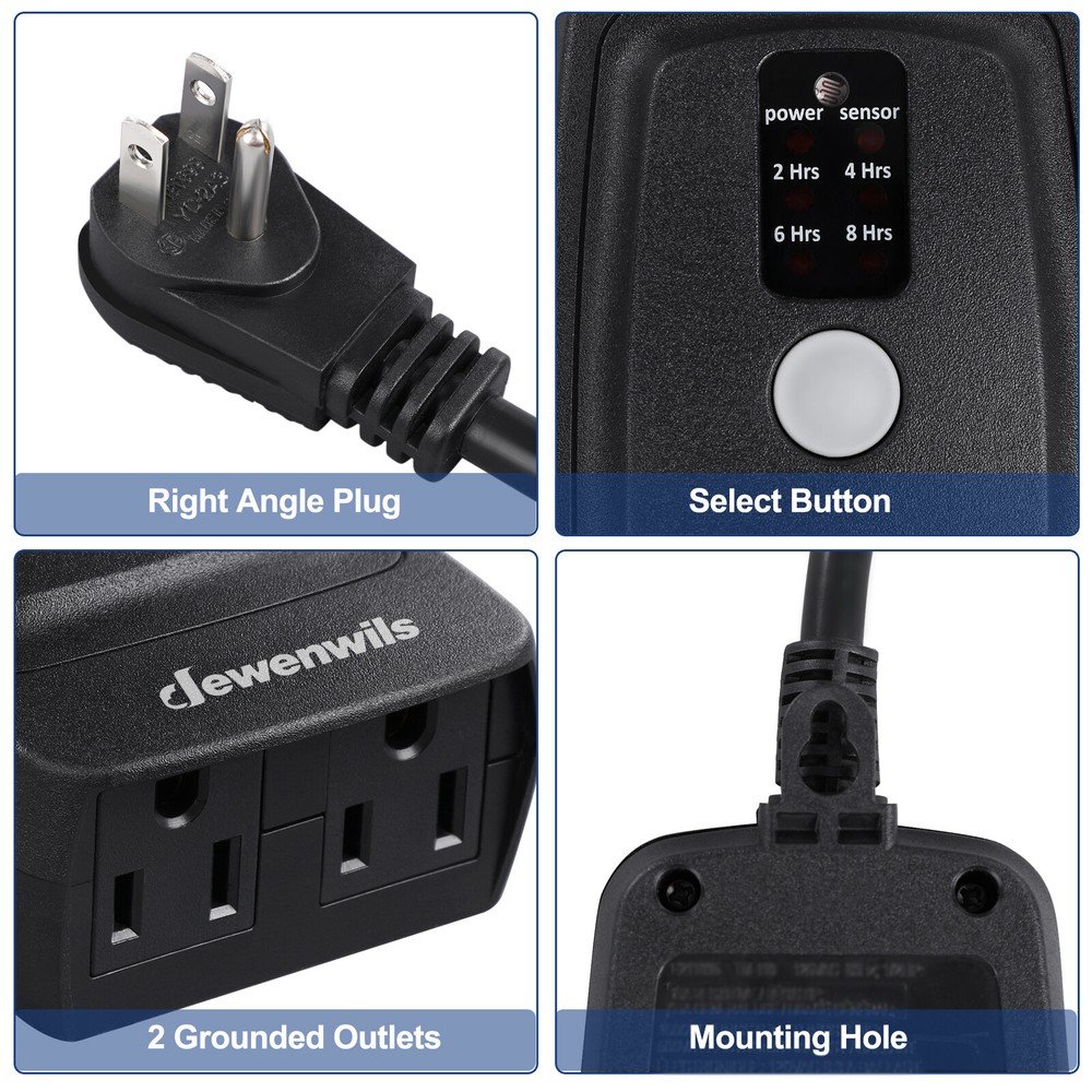 DEWENWILS Outdoor Light Timer Plug in Outlet Timer 2 Grounded Electrical Outlets
