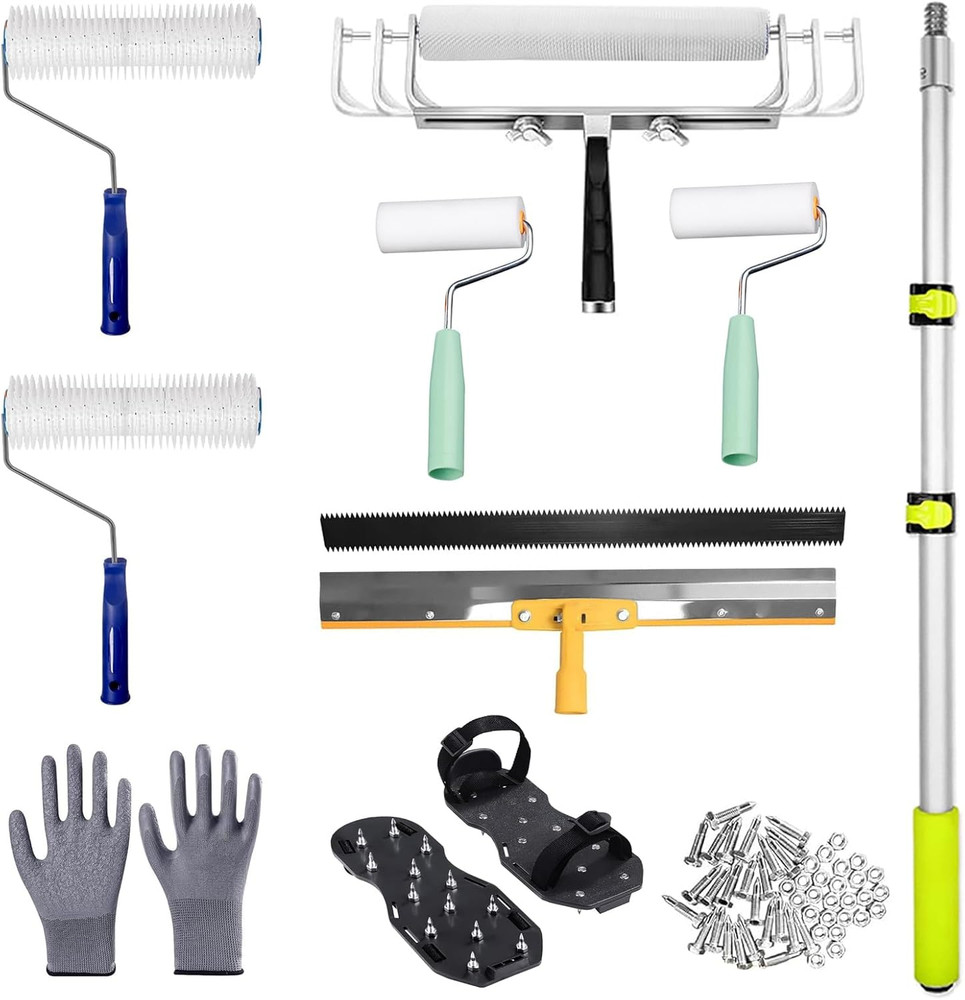 Self-Levelling Cement Tool Kit, Epoxy Floor Kit, Spike Roller for Self Leveling,