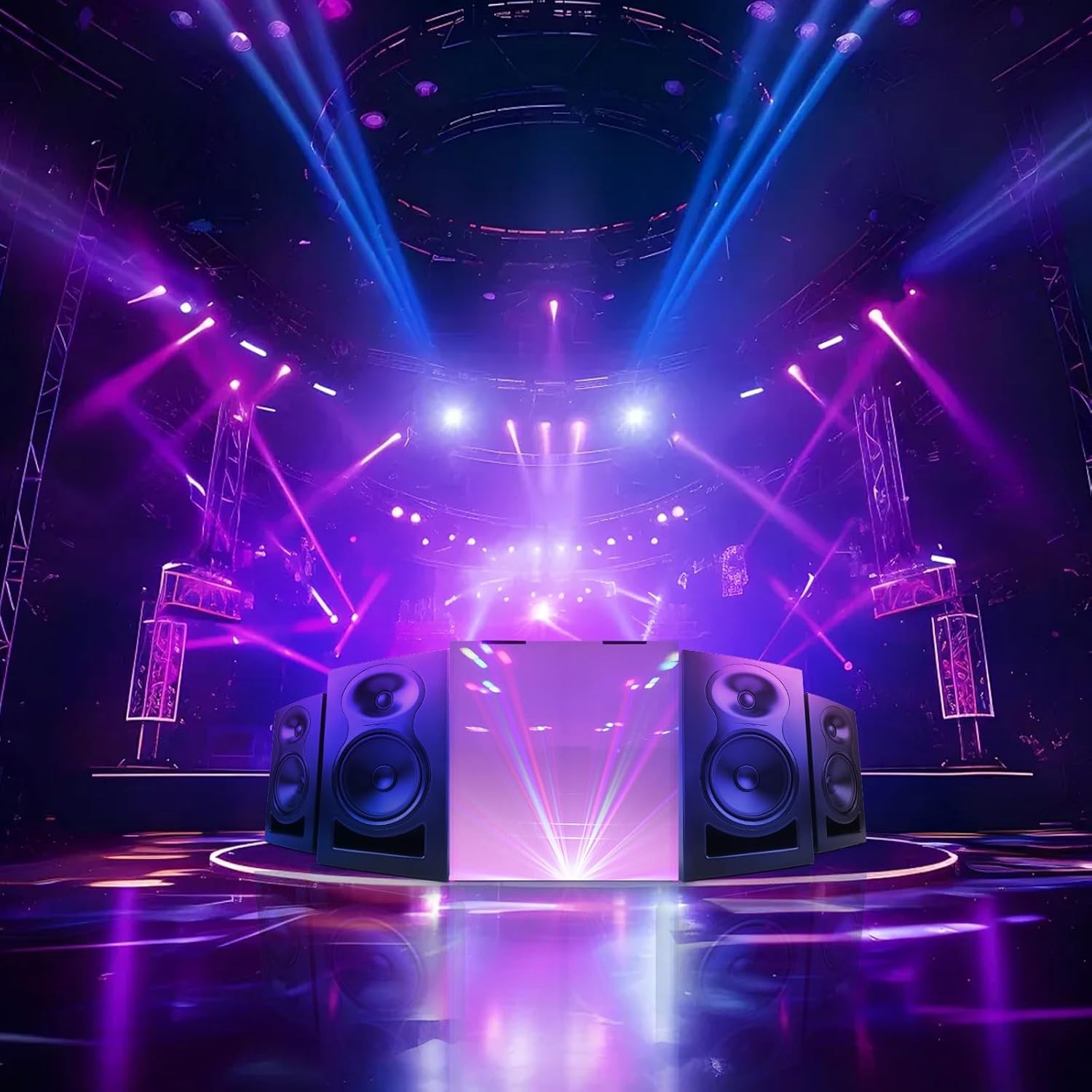 Portable DJ Facade Table Station 44"x41" Event Booth Facade Metal Foldable Frame