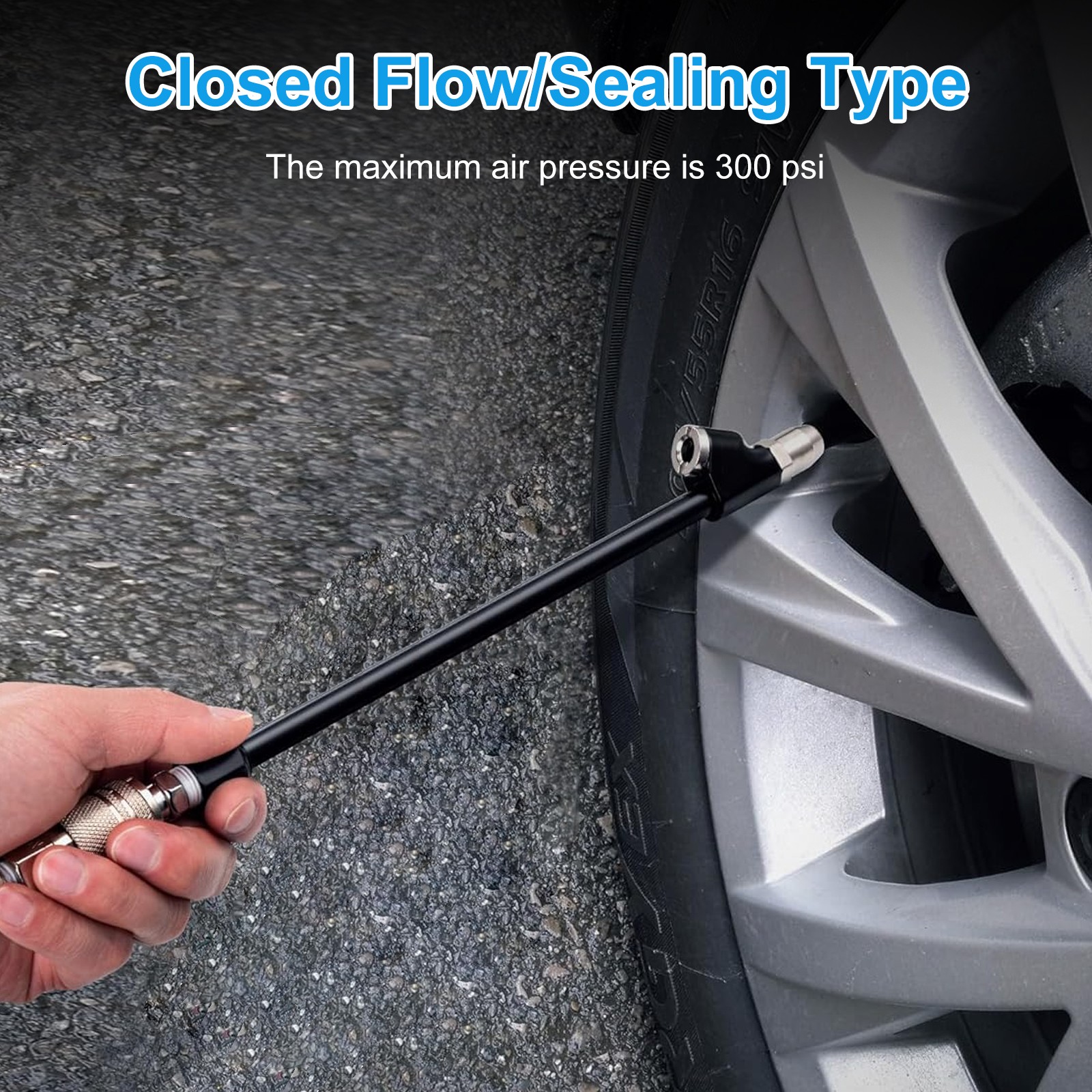 2pcs Extended Reach Dual Head Air Chuck Set 13in Lock On Tire Inflator Car Truck