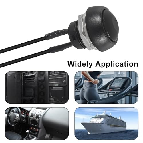 10PCS 12mm Momentary Push Button Switch Mini Round Switch Waterproof 1A Black