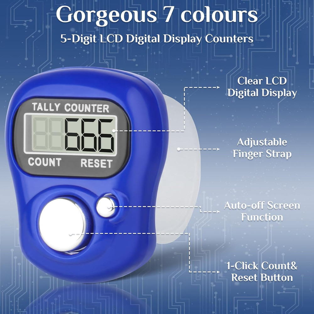 7 Pack Electronic Finger Tally Counter,5 Digit LCD Electronic Digital Display...