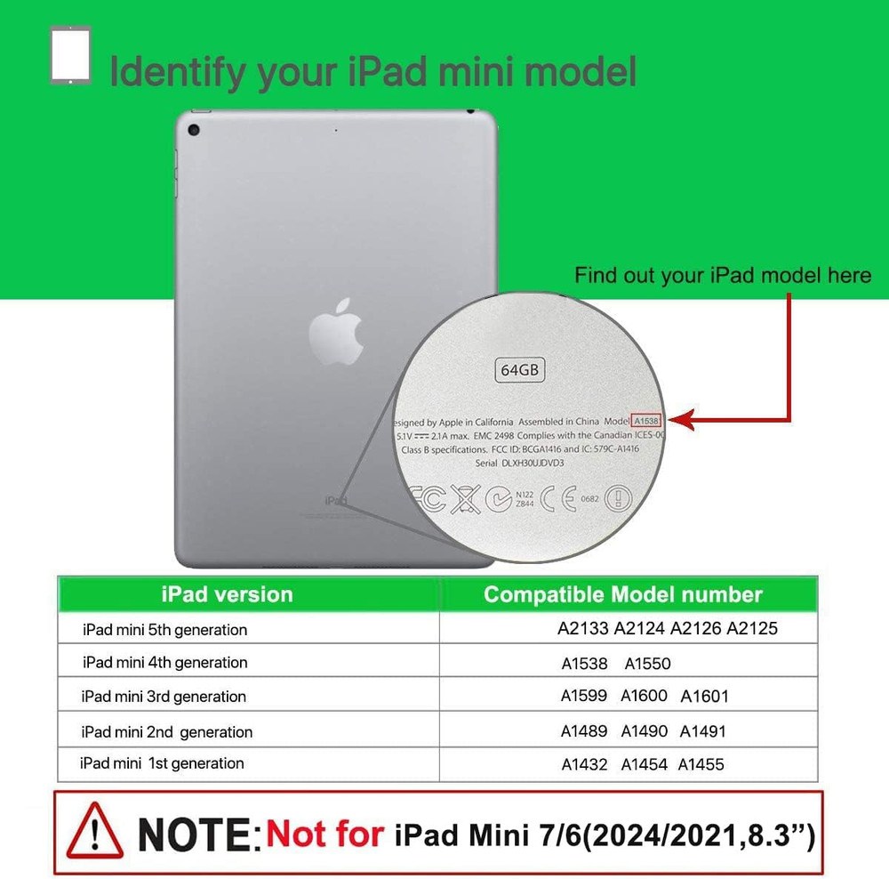 Kids Case for Ipad Mini 5/4/3/2/1 (7.9"), Durable Shockproof Protective Handle B