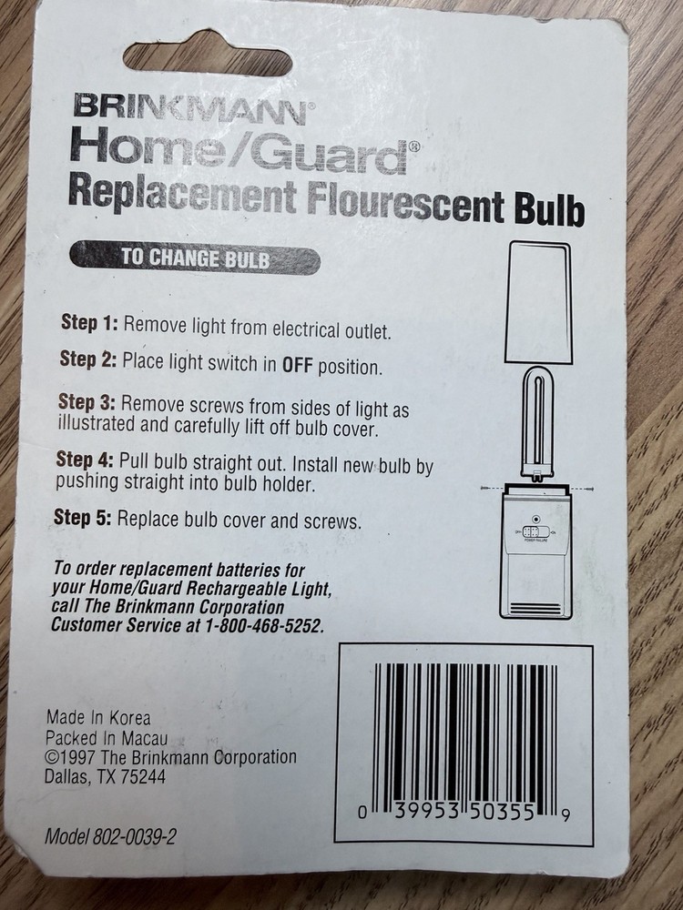 1997 Brinkmann Home/Guard Replacement Fluorescent Bulb