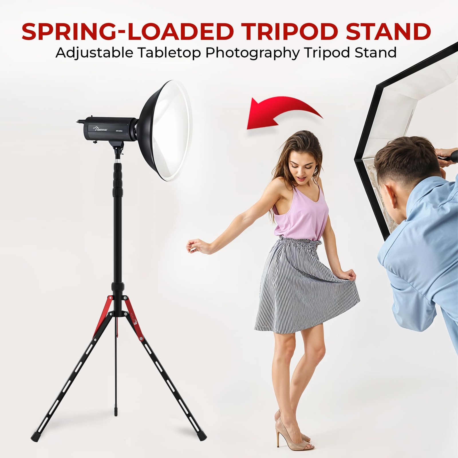 Aluminum Travel Light Stand 7ft 3" - 88" - Lightweight, Compact & Portable 3/...