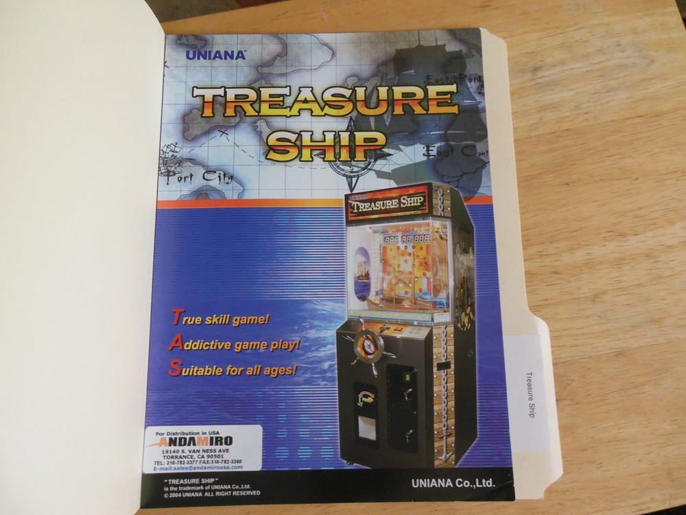 old stock original TREASURE SHIP ARCADE GAME  FLYER