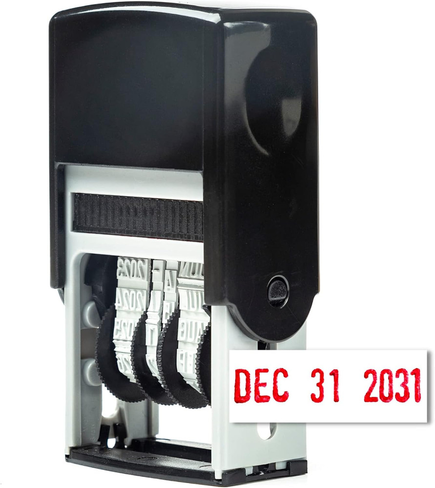 Self Inking Rubber Date Stamp, Refillable and Changeable Ink Pad, Great for Mark