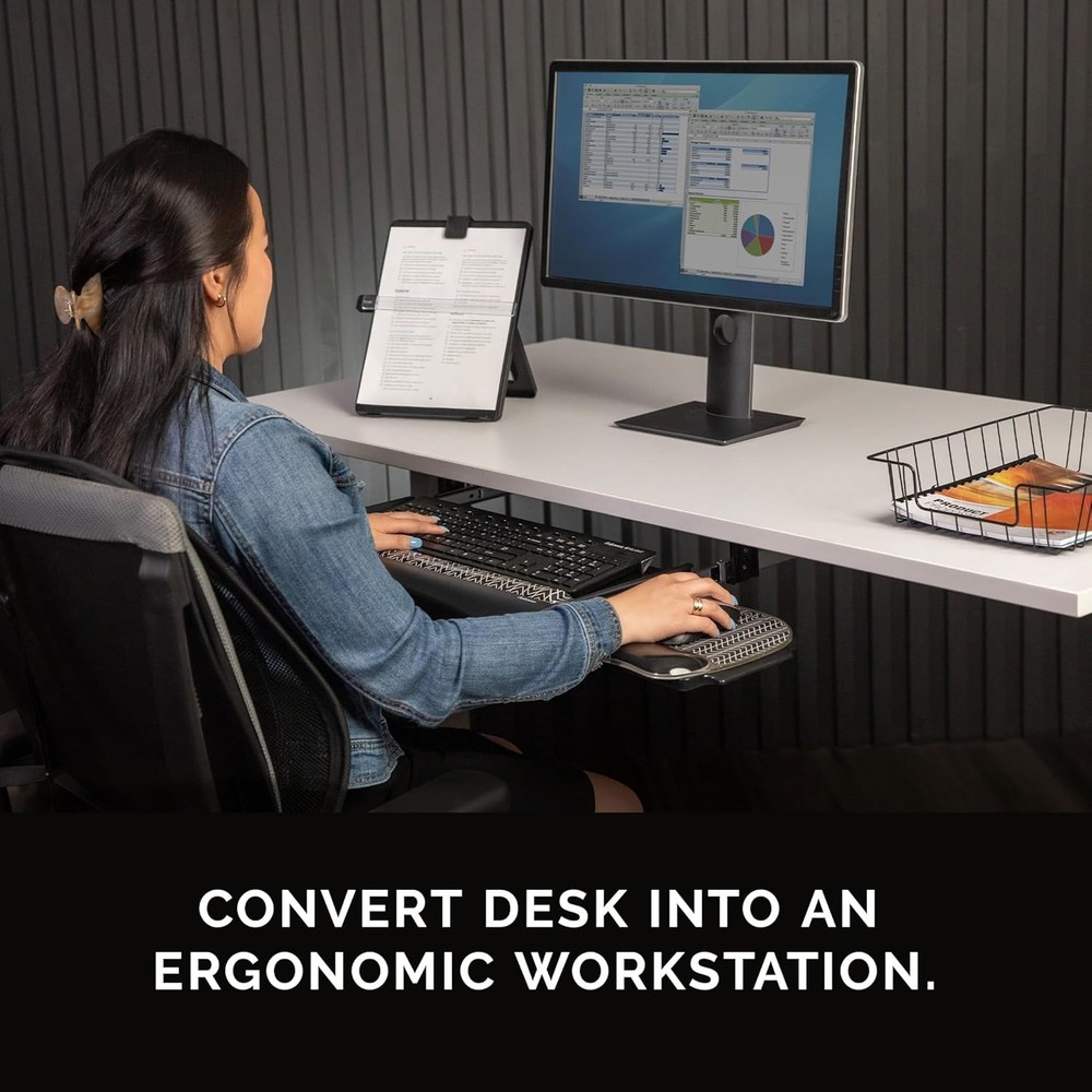 Sturdy Underdesk Keyboard Drawer with Stowable Mouse Tray - Easy Installation