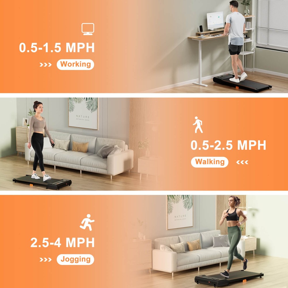 2.5HP Under Desk Treadmill with Remote Control LED Display 12 Preset Programs