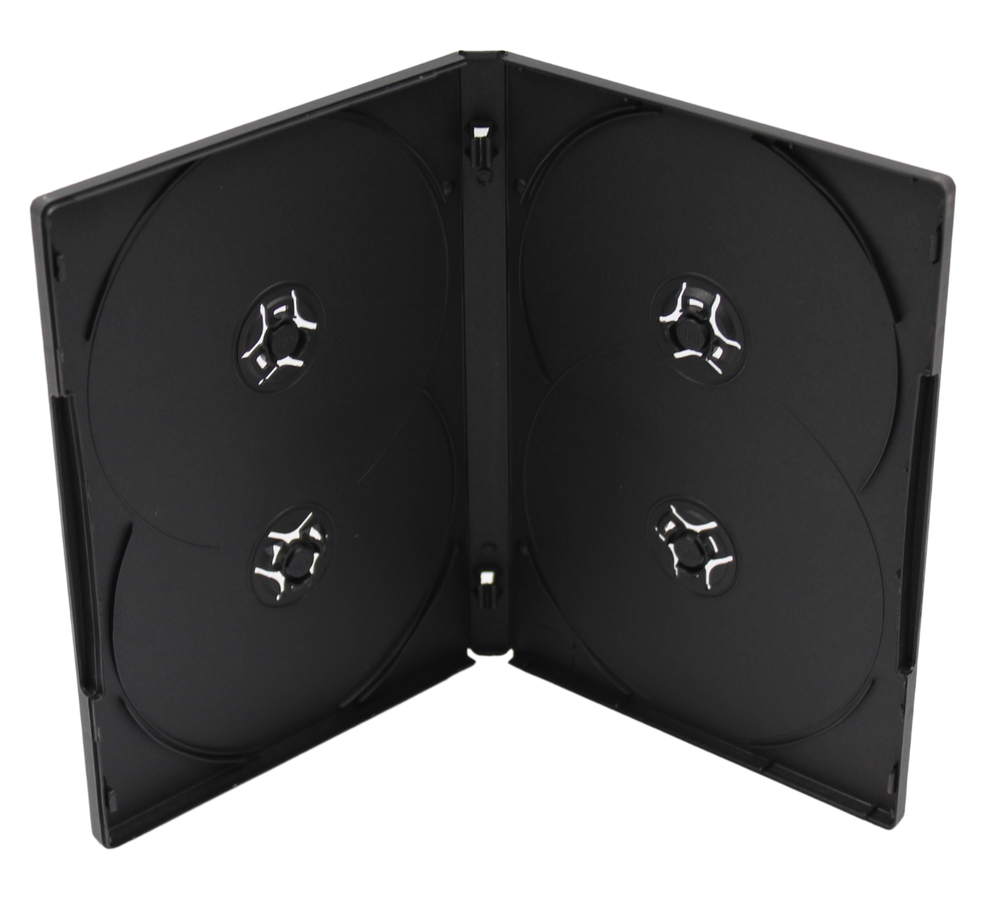 Standard Black DVD 4-disc Replacement Case 14mm Premium movie Storage Shell Case