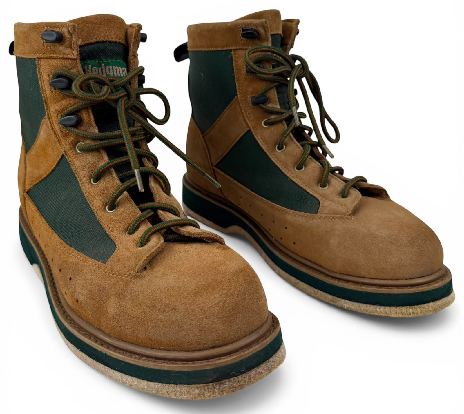 Hodgman Wadelite Felt Sole Fly Fishing Tan Leather Wading Boots Men's size 12