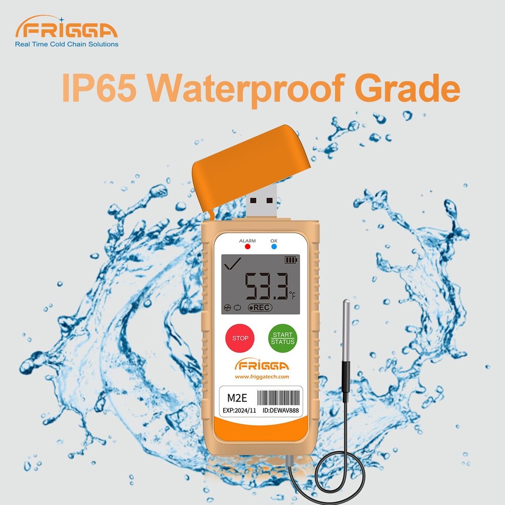 Frigga M2E 2Pack Reusable Temperature Data Logger with External Probe 2pack