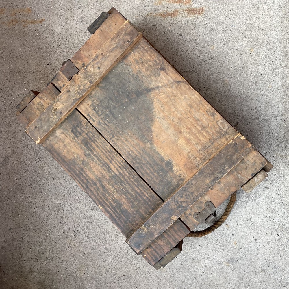U.S. WWII World War Dated Haversack Demolition Explosive Wood Crate / Box & Lid