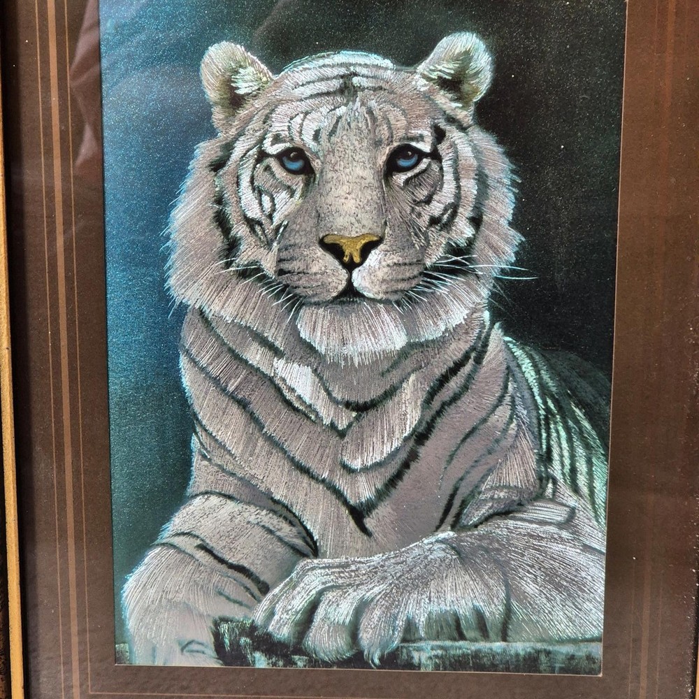 Framed White Tiger Foil Artwork