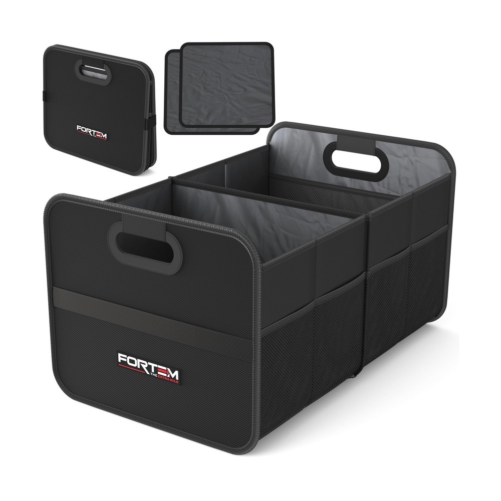 Trunk Organizer - Collapsible, 2 Compartment, 45L, Non-Slip Bottom