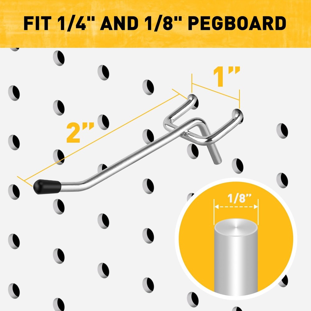 55-Piece 2 Inch Pegboard Hooks Heavy Duty Peg Board Organizer Accessories Peg