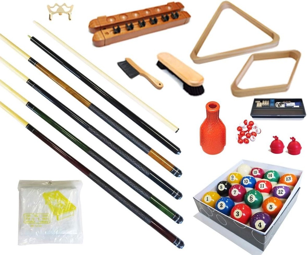 Pool Table - Billiard 32 Pieces Accessory Kit - Pool Cue Sticks Bridge Ball ...