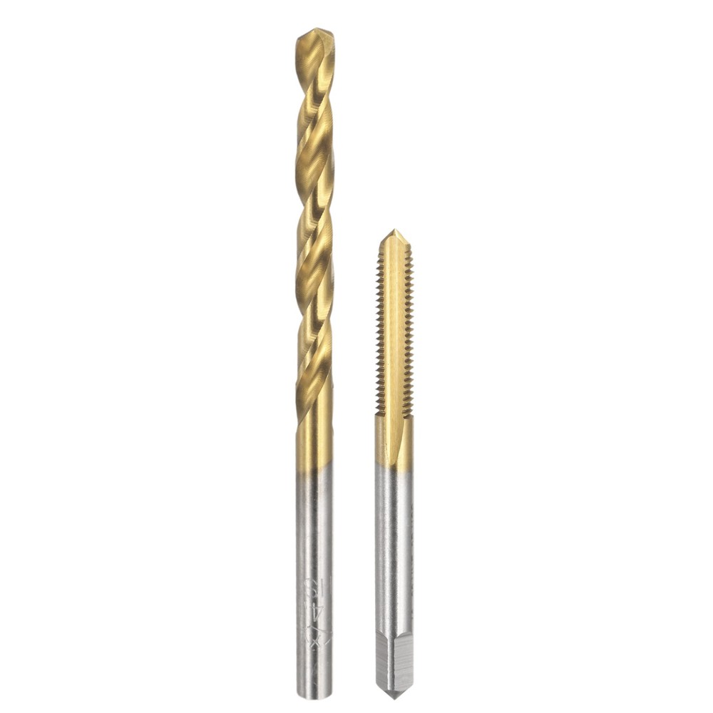 1pcs 10-32 UNF Straight Flute Thread Tap 1pcs 4.1mm Drill Bit Titanium Set