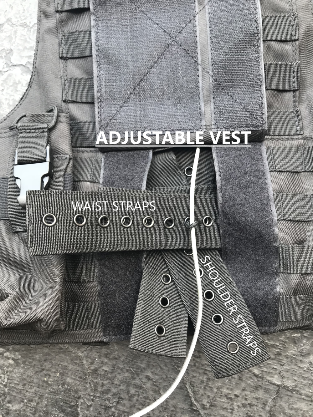 Black Tactical Vest Plate carrier w/ 2 Curved 10x12 Plates & Side Plates