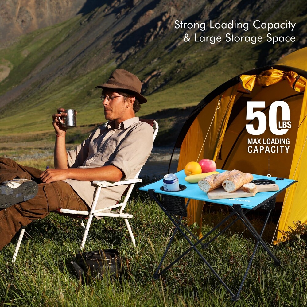 VILLEY Small Folding Camping Table Lightweight Portable Beach Table for Camping