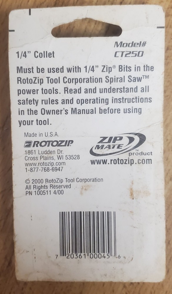 RotoZip CT250 Replacement 1/4” Collet by BOSCH