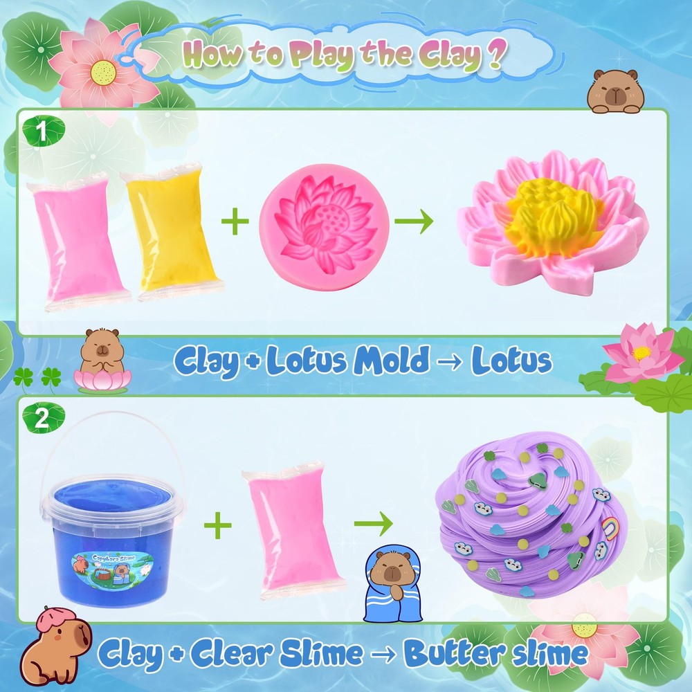 Joytry Capybara Slime Kit 10oz, Big Clear Bucket