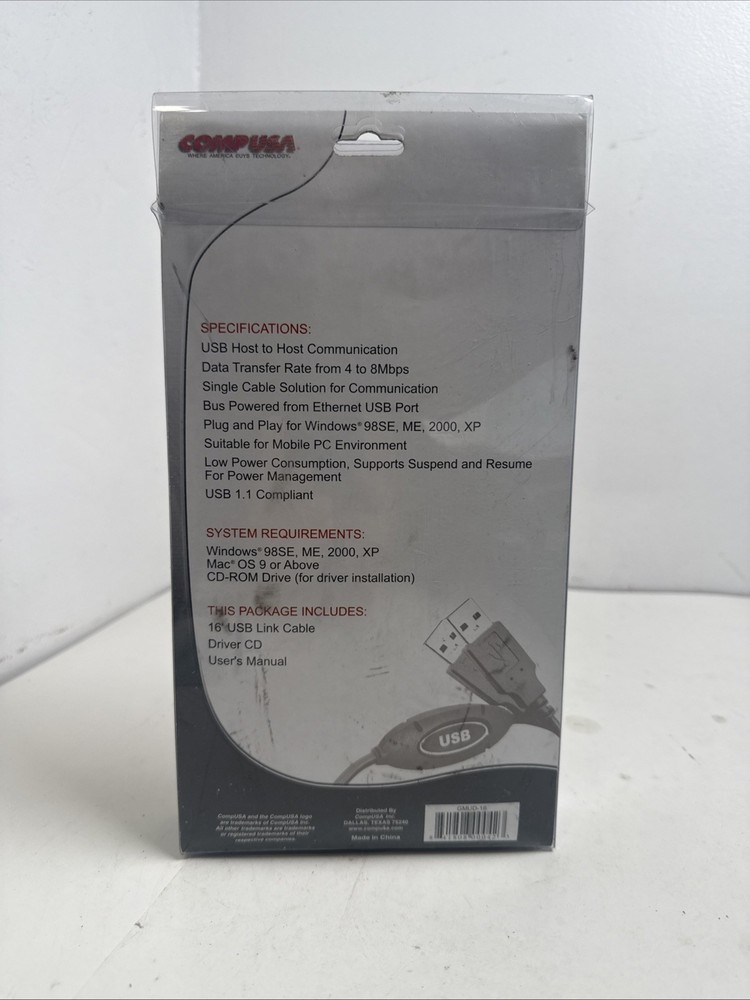 COMPUSA USB link cable 16’ Compass Pc And Mac Compatible