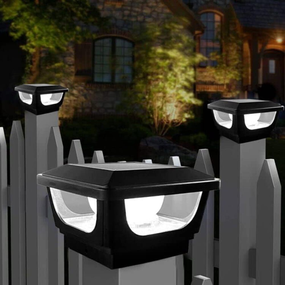 Solar Post Cap Lights for 3x3, 4X4 Posts - BLACK (2 PACK) BICSGL-12BLK
