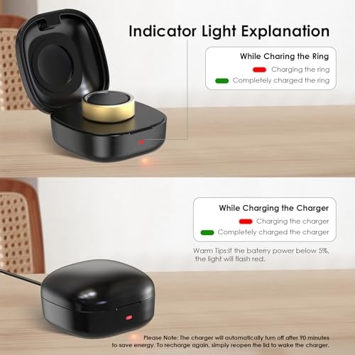 600mAh Wireless Charging Case Compatible with Oura Ring Gen4 Size 14 Black