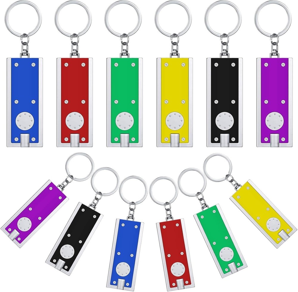 12 Pcs Mini LED Keychains Light Torch Flashlight Key Ring Portable Key Chain Fla