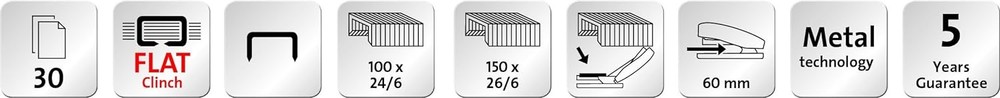Novus C 3FC Flat Stapler (30 Sheets Stapling Capacity Including 200 Staples for