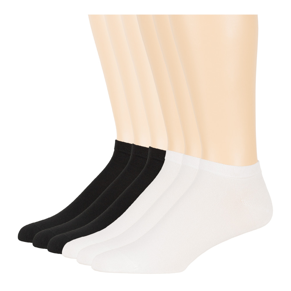 Men's Bamboo 6 Pack Solid Thin Ankle Low Cut Socks L-M Black Khaki Grey White