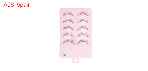 Natural False Eyelashes for Makeup Black A06 5 Pair