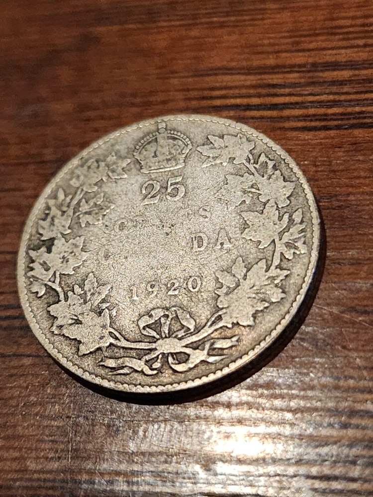1920 Canada 25 Cents Silver Coin