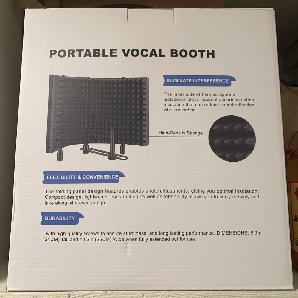 AOKEO Portable Vocal Booth Ambient Reflection Filter Isolation Shield - NEW