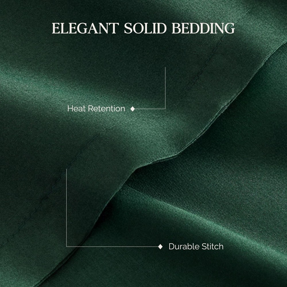 Andency Dark Emerald Green Full Size Comforter Set, 3 Pieces Boho Solid Forest