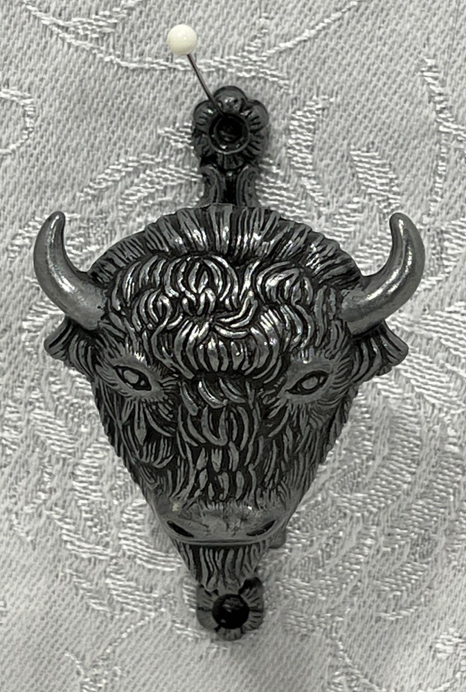 2 Buffalo Bison Wall Hook Keys Coats Single Hook Drawer Pull Pewter Ranch Spain