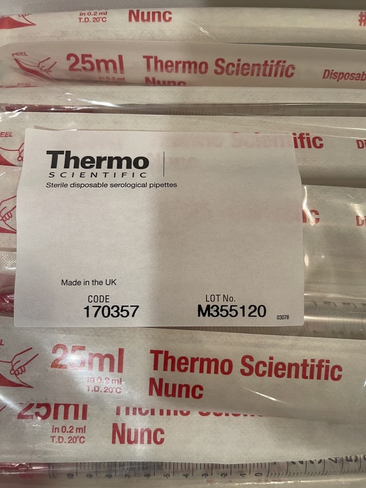 THERMO SCIENTIFIC Polystyrene 25mL Nunc Serological Pipette 170357 (50/pack)