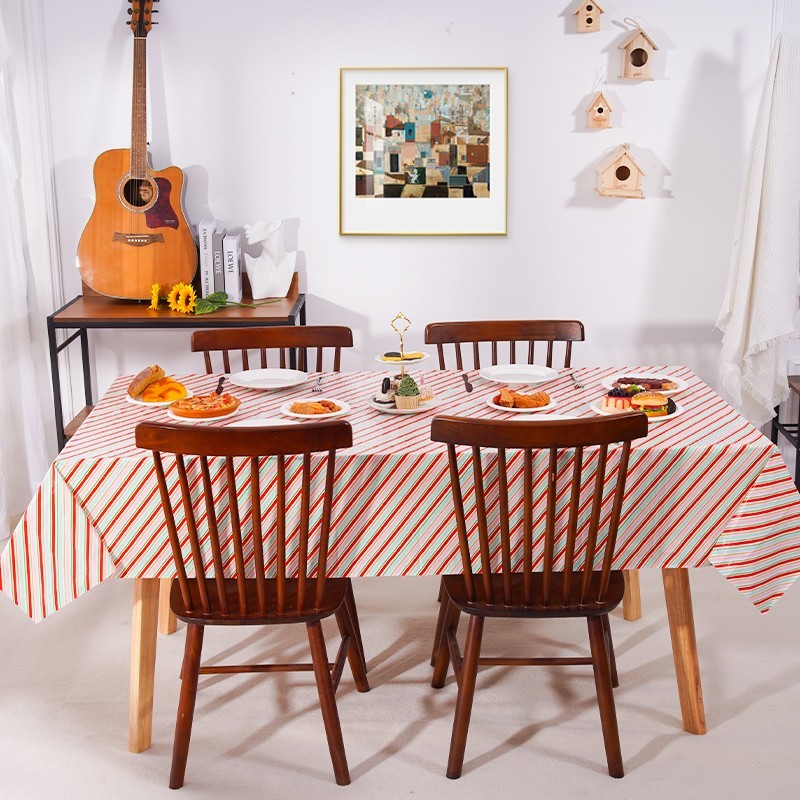 One-piece multi-colored plastic striped pattern waterproof and stain-resistant t