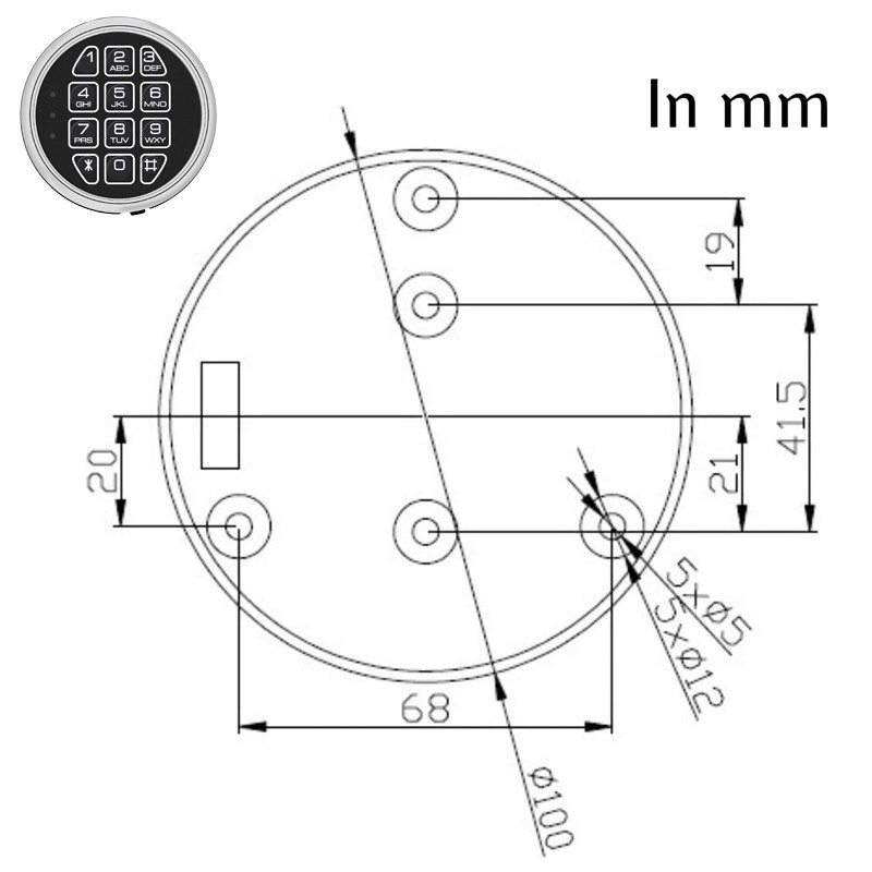 Electronic Safe Lock Replacement Keypad with Solenoid Lock & 2 Override Keys