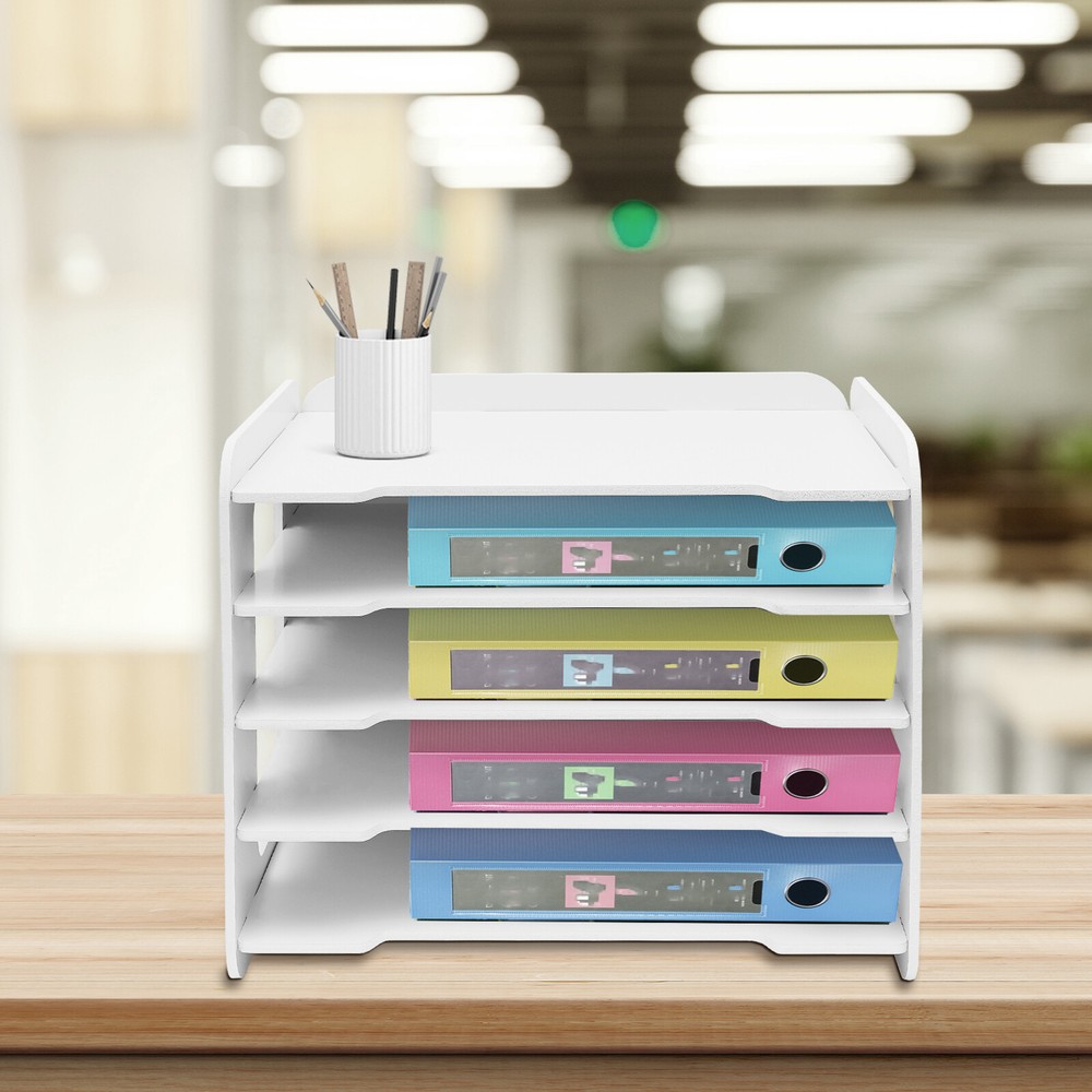 5 Tiers Stackable File Organizer Tray Desk Desktop Paper Document Tray Holder