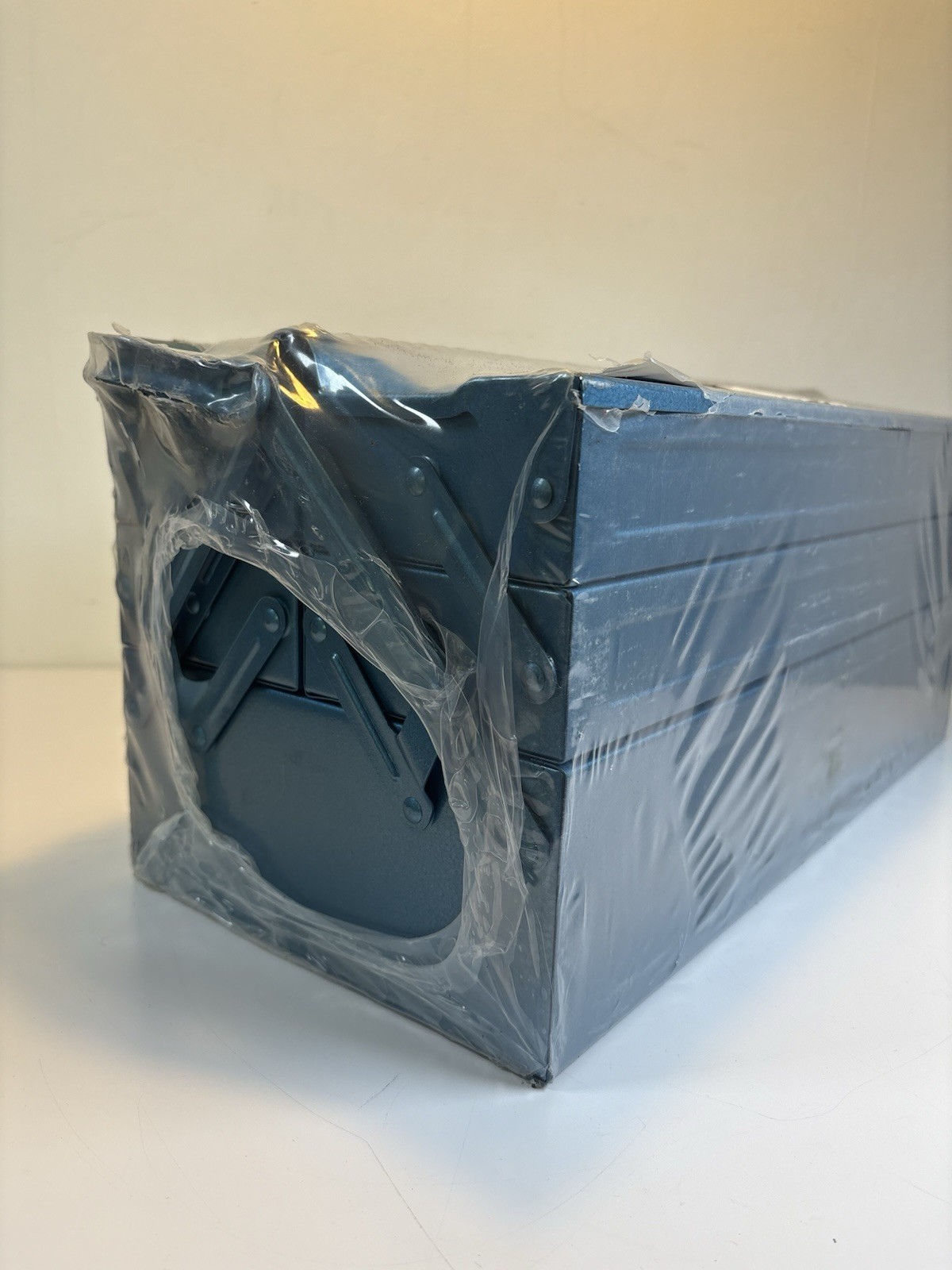 Ital Metal Cantilever Toolbox in Petrol Blue Vintage Unopened Old New Stock 440