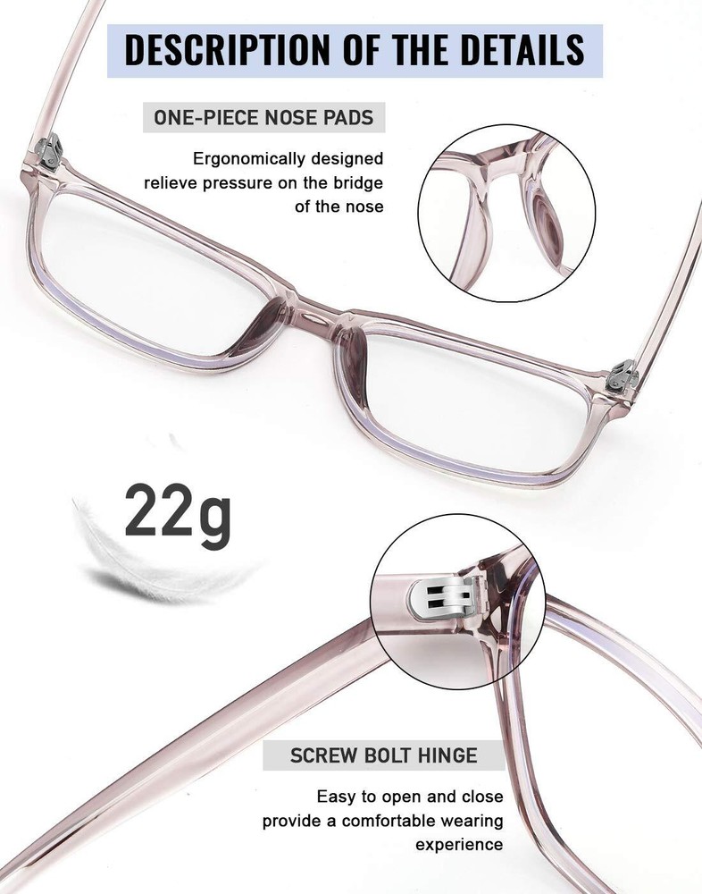 2 Pack Blue Light Blocking Glasses Oversized Square Computer Glasses Anti Blu...