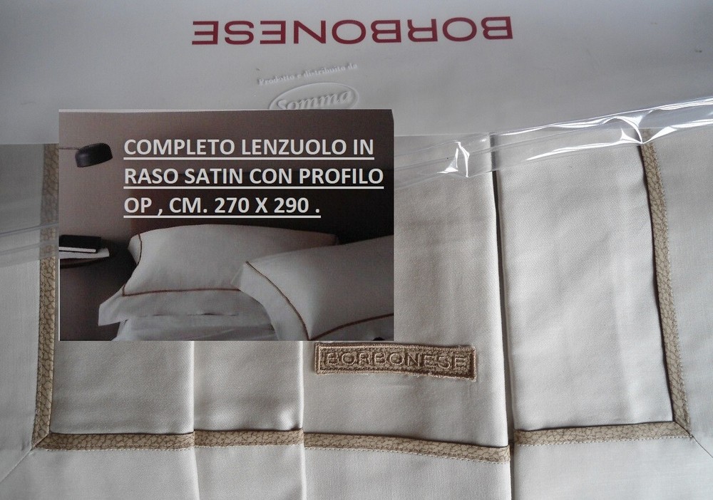 COMPLETE BORBONESE SATIN 100% COTTON SHEETS WITH OP PROFILE DOUBLE