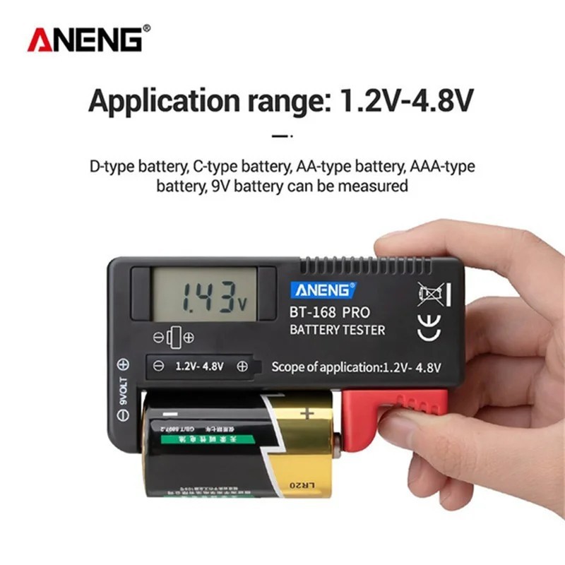 Universal Digital Battery Tester LCD AA AAA C D 9V Checker Tool
