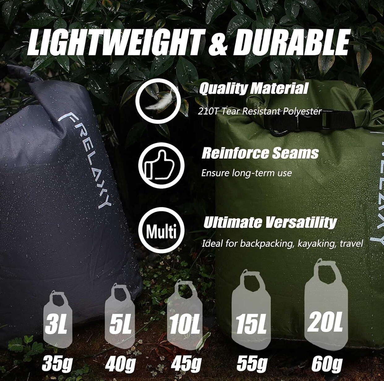 Outdoor Waterproof Bags, Dry Bags, Hiking,Camping, Ultralight Sack 5 Pcs